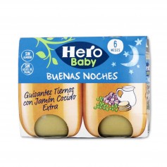 Hero Baby Potito Buenas Noches Guisantes Tiernos con Jamón Cocido - (2 Unidades) - 380g